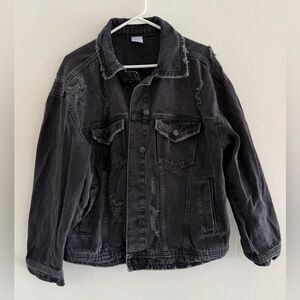 No Boundaries Charcoal Denim Jacket- Large (11-13)